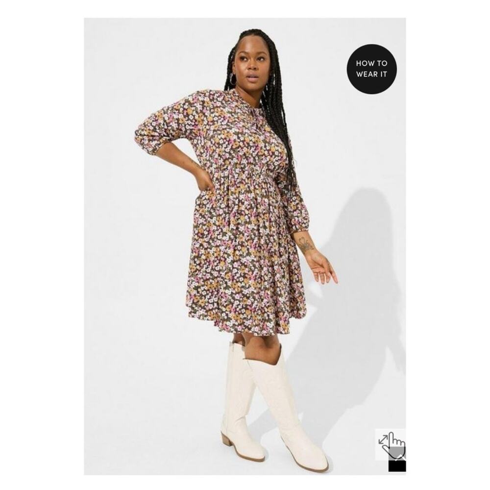 Torrid Purple Floral Stretch Challis Front Keyhole Dress Sz.4 NWT